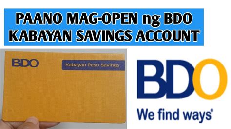 can i deposit to bdo kabayan savings account|How to Open a BDO Kabayan Savings Account for OFWs.